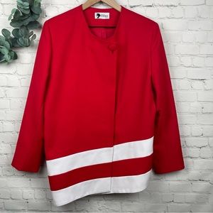 ESSENCE by Mail Vintage Red Jacket with Angled White Color Block  size 14